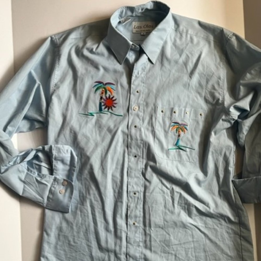 Palm Tree and Sunset Embroidered Shirt - Size S